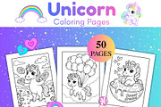 50 Unicorn Coloring Pages for Kids, an Animal Illustration by SimoDigitalArt (Thumbnail 1 of 5)