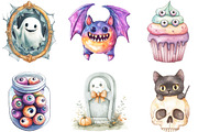 Kawaii Creepy Halloween Clipart, an Illustration by CraftArtStudio (Thumbnail 2 of 6)