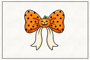 Halloween Bow Pumpkin Ghost PNG, a Work Illustration by CraftArtStudio