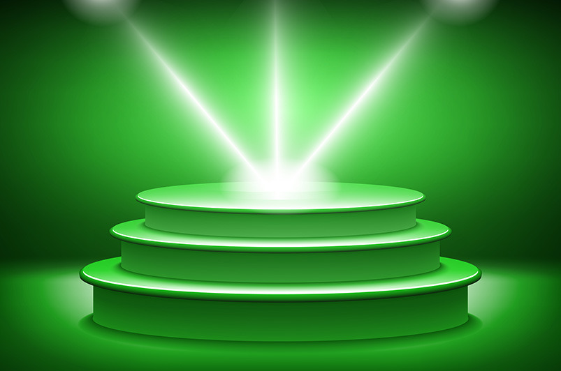 Green Illuminated Stage Podium Vecto by Rommeo79  Creative Market