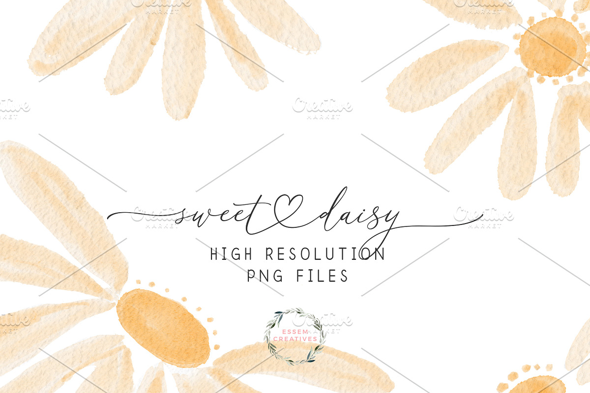 Watercolor Daisy Clipart Floral Card, a Decorative Illustration by Essem Creatives (Photo 5 of 5)