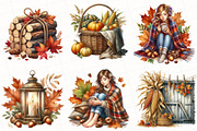 Watercolor Rustic Autumn Clipart, an Illustration by OK Design (Thumbnail 2 of 5)