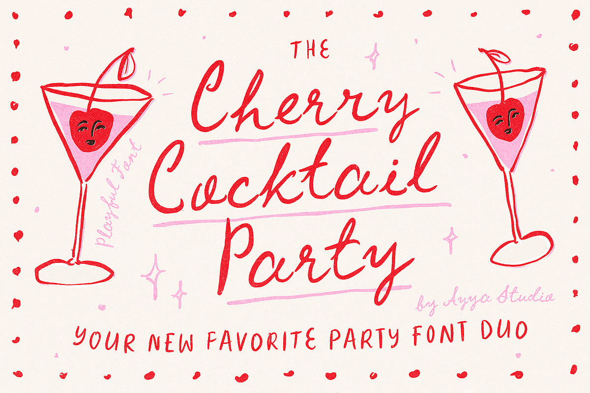 Cherry Cocktail Party Messy Font Duo, a Handwritten Font by Ayya Studio (Photo 1 of 15)