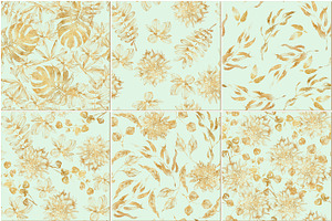 Gold Floral Seamless Patterns