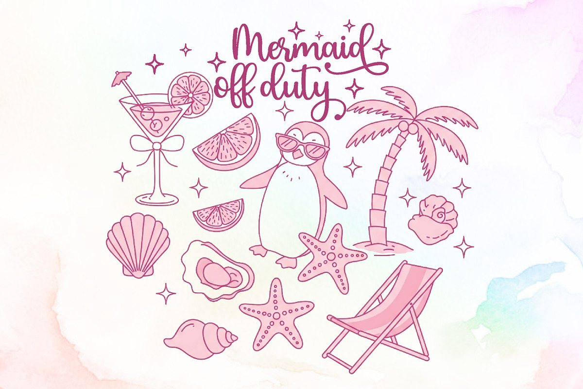 Summer Beach Mermaid off Duty Doodle, an Illustration by Sublimation Artist (Photo 1 of 9)