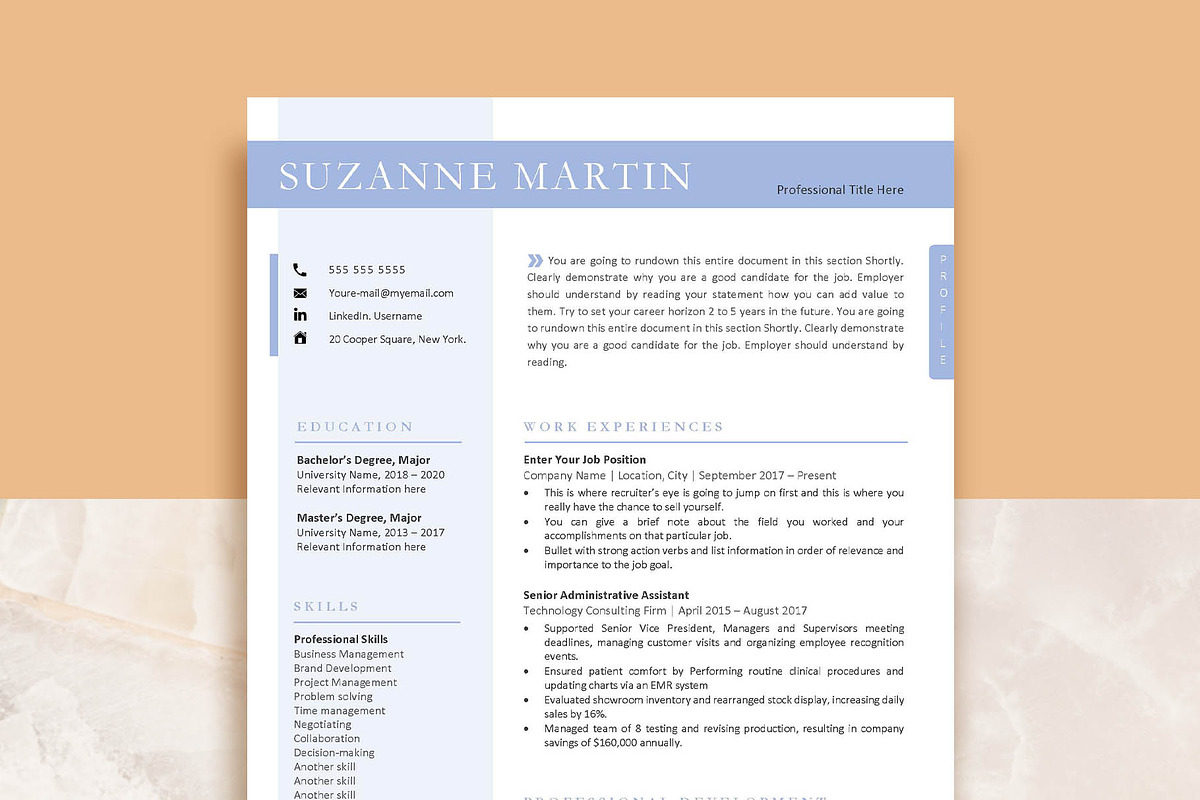 Clean Professional Resume Template, a Resume Template by VictoriousVita (Photo 1 of 8)