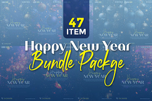 Happy New Year Template Bundle, a Social Media Template by gstudiovect21