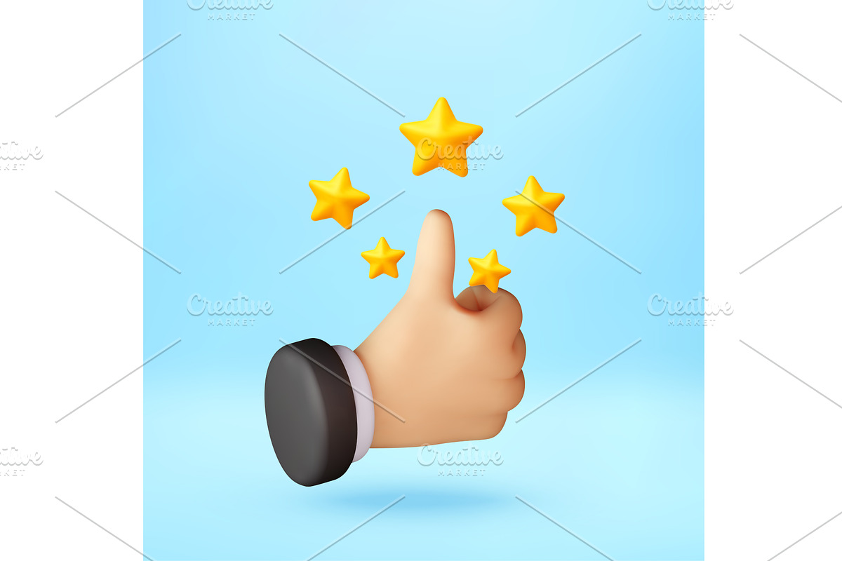 3D hand showing thumb up gesture, an Object Illustration by Abscent