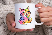 Adorable Rainbow Cute Cat Clipart, an Illustration by Watercolor design (Thumbnail 4 of 6)