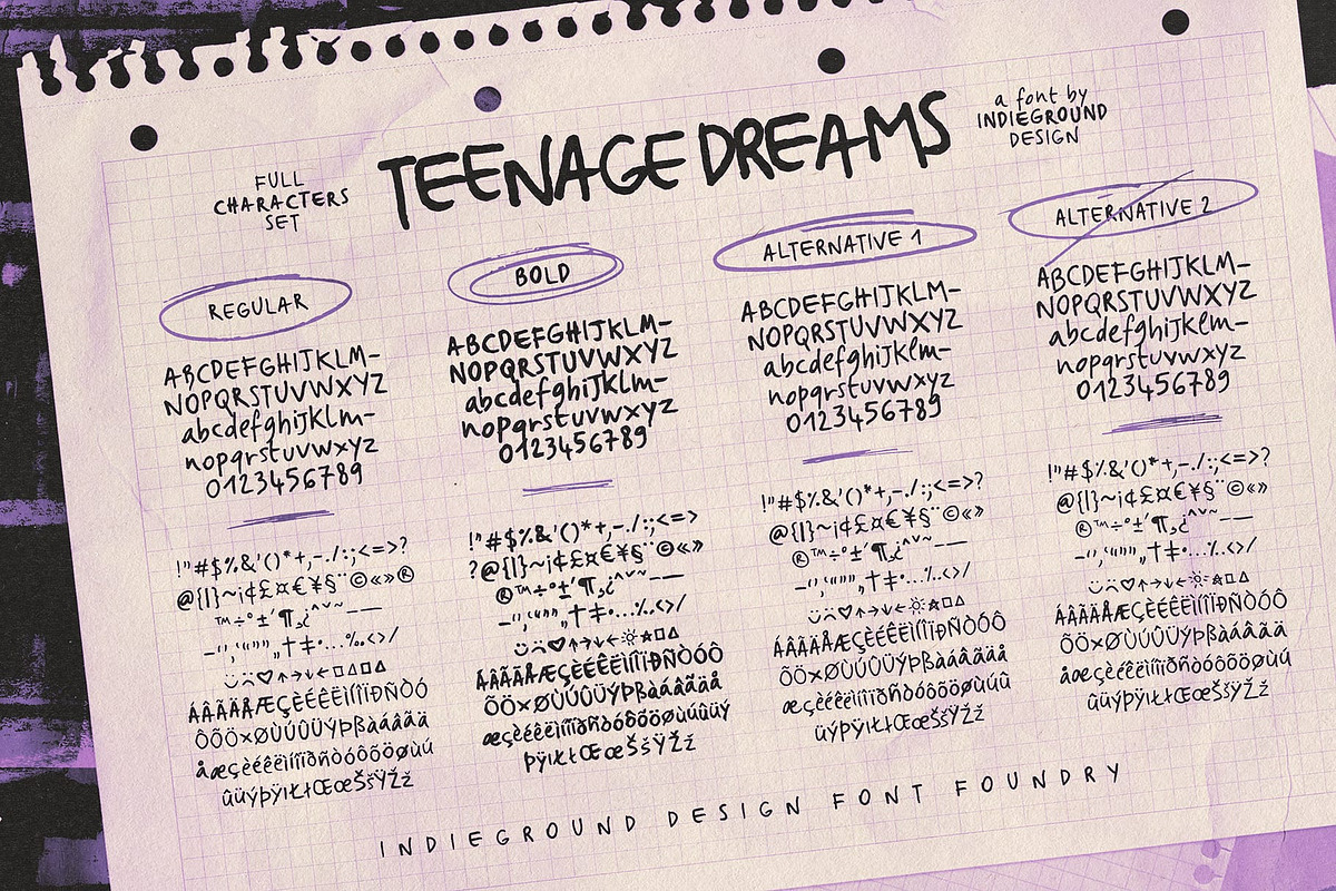 Teenage Dreams Font, a Handwritten Font by Indieground Design Inc. (Photo 5 of 7)