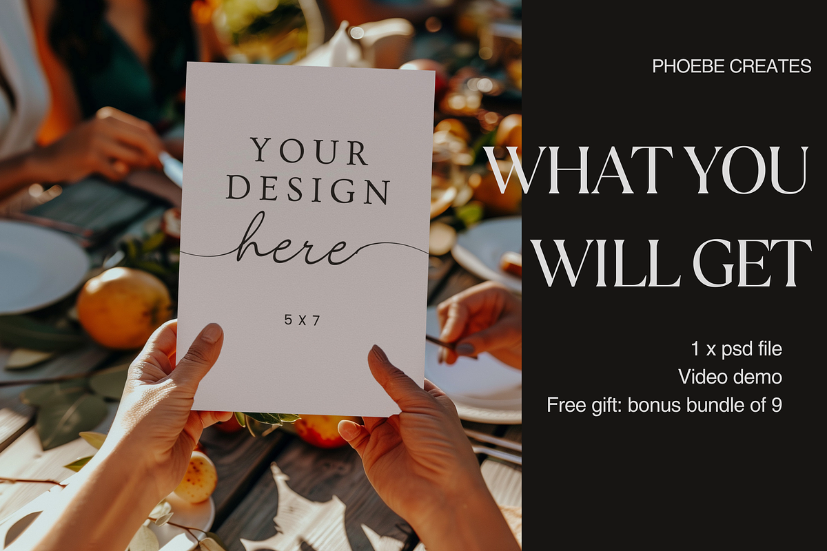 Summer Dinner 5x7 Card Mockup PSD, a Mockup by PhoebeCreates (Photo 4 of 8)