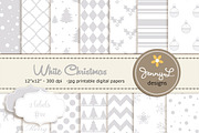 White Christmas Digital Papers, a Pattern Graphic by JennyL Designs (Thumbnail 1 of 3)