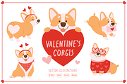 Valentine's Corgi Graphic Collection, an Animal Illustration by taraleicreative (Thumbnail 1 of 5)