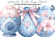 Watercolor Easter Eggs Clipart, an Illustration by Black Bird Studio (Thumbnail 1 of 5)