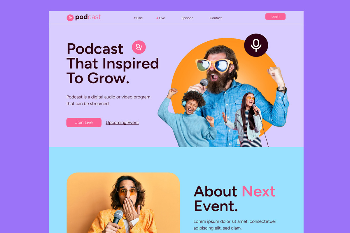 Podcast Music Landing Page, a Landing Page Template by ContestDesign (Photo 2 of 6)