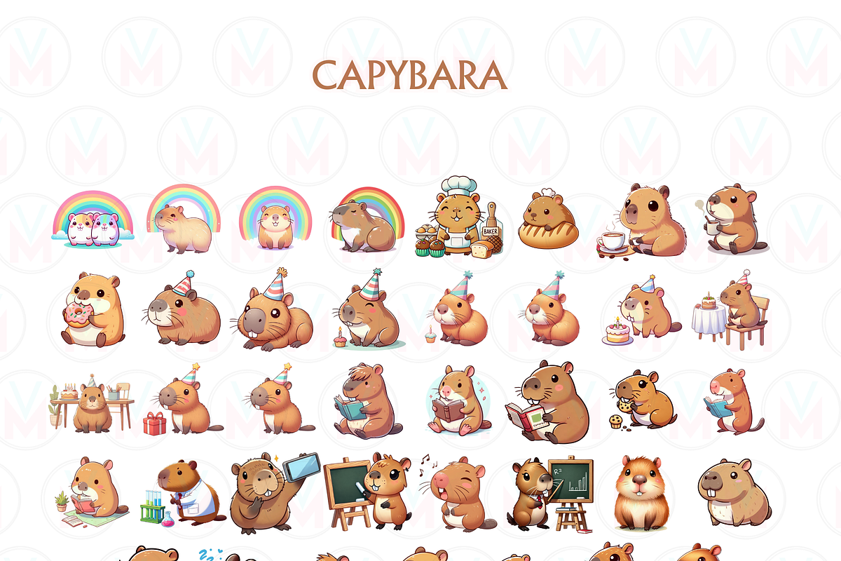 Cute Capybara PNG 35Funny Clipart, an Animal Illustration by VM PARTYS  BY TAIRUMA (Photo 3 of 10)
