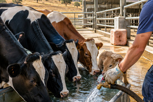 Cows drinking water at a summer live, a Photo by Dvoevnore photos