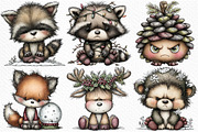 Grumpy Christmas Forest Clipart, an Illustration by Craft Nest (Thumbnail 4 of 6)