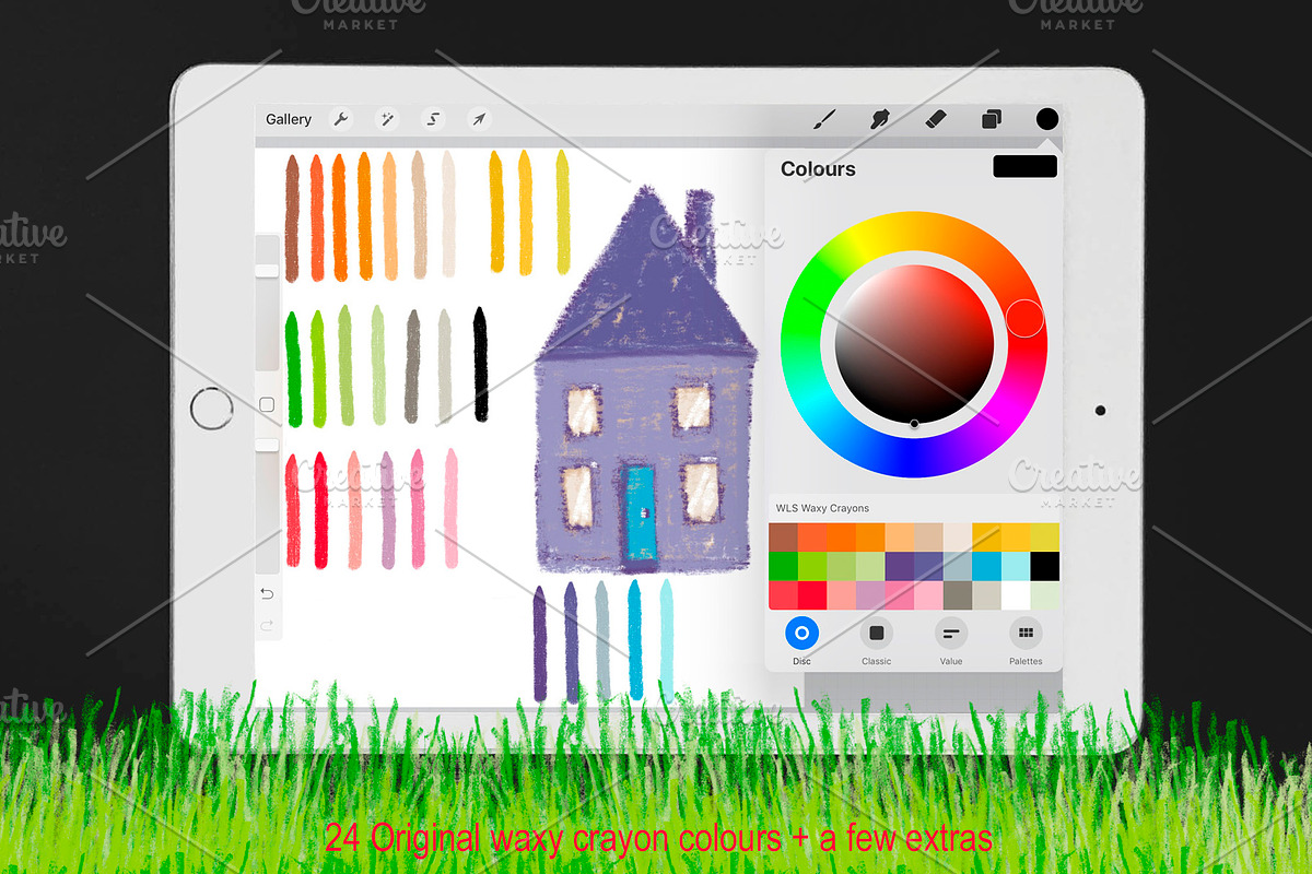 Waxy Crayons Procreate Brushes Kit, a Brush Add-On by White Lane Studio (Photo 2 of 9)