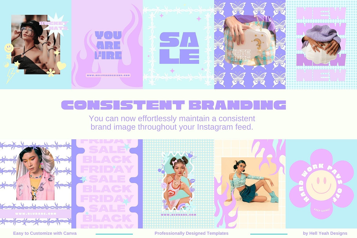 Y2K Instagram Post n Story Templates, a Social Media Template by Hell Yeah Designs (Photo 7 of 10)