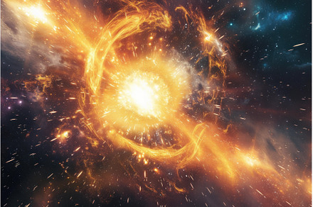 Space big bang. Generate Ai, an Abstract Photo by Ylivdesign