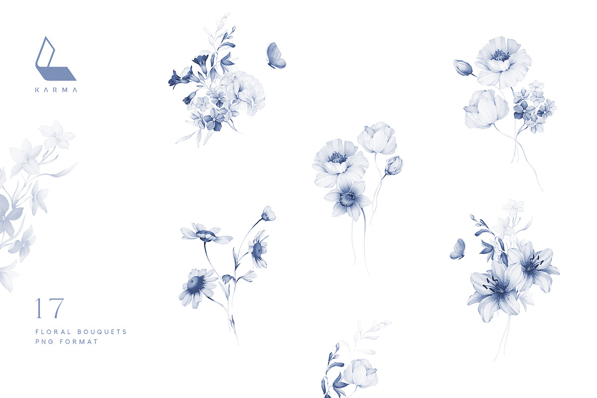 Gwinnett | Indigo | Botanical set, a Decorative Illustration by Karma (Photo 12 of 16)