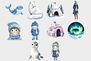 Watercolor Arctic World Clipart, a Seasonal Illustration by Design Market (Thumbnail 4 of 4)