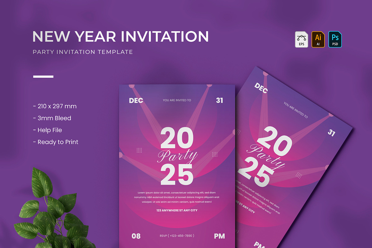 New Year - Invitation, a Print Template by VUNIRA (Photo 1 of 2)