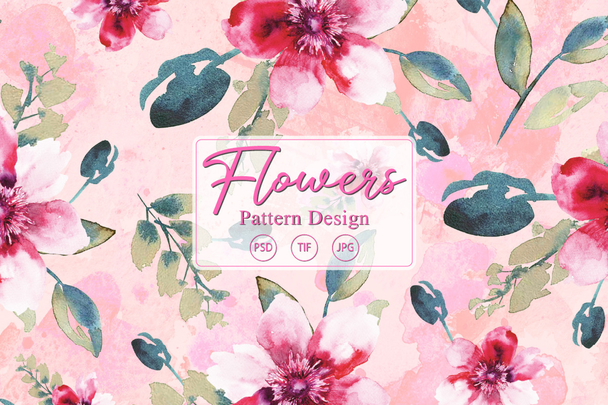 Watercolor Flowers Seamless Pattern, a Pattern Graphic by Gullenda (Photo 1 of 6)