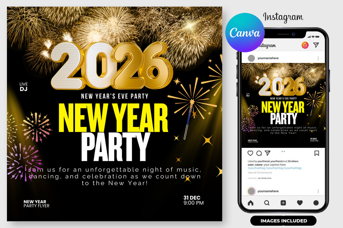 New Year Celebration Flyer - Canva, a Flyer Template by graphicforest (Photo 1 of 3)
