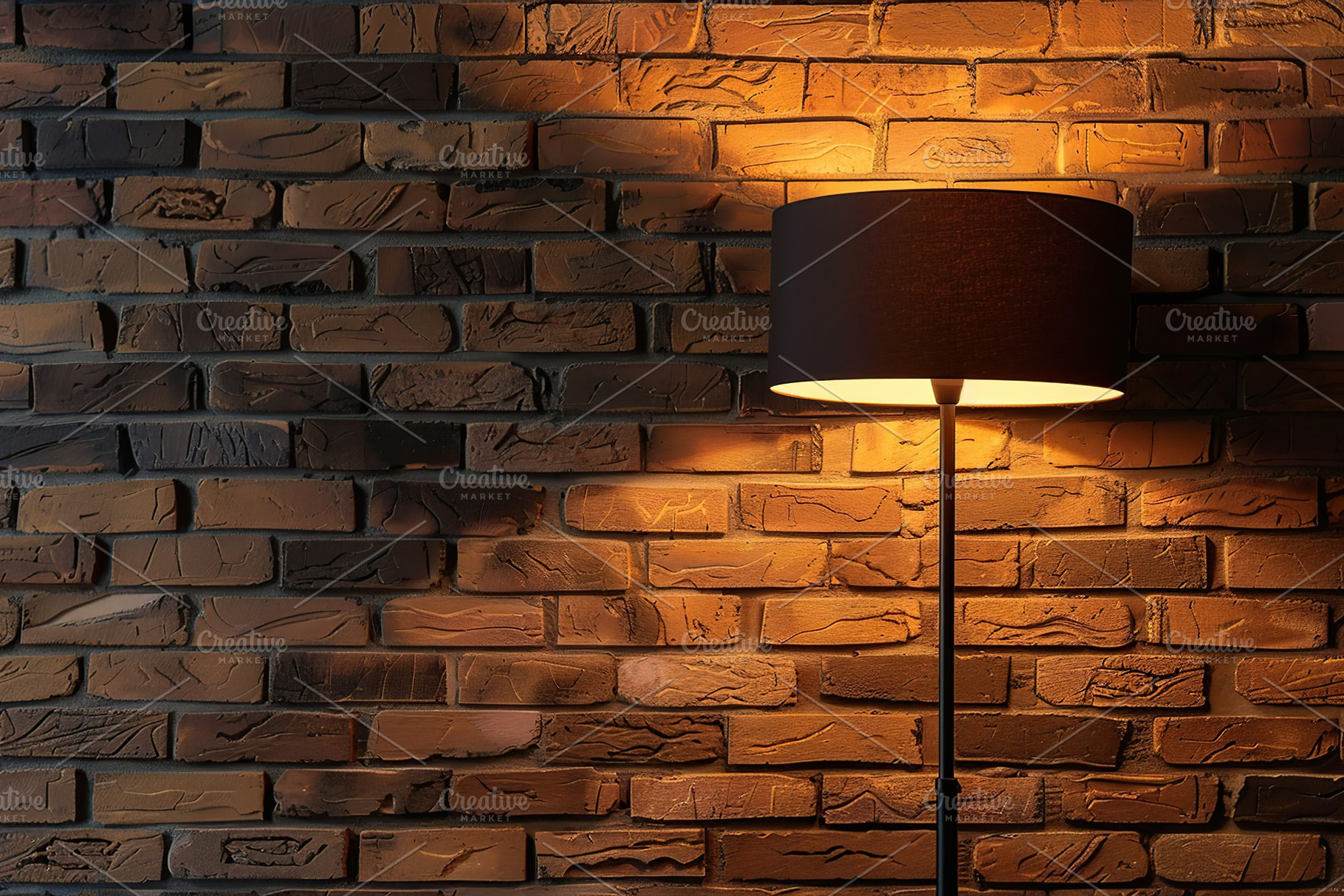 Included floor lamp on brick wall background, a Photo by AlyaAnd