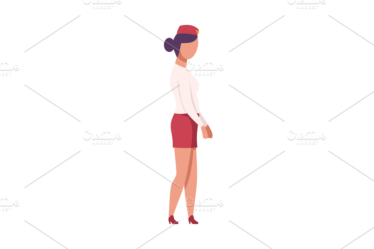 Stewardess in Red Uniform, a Person Illustration by TopVectors