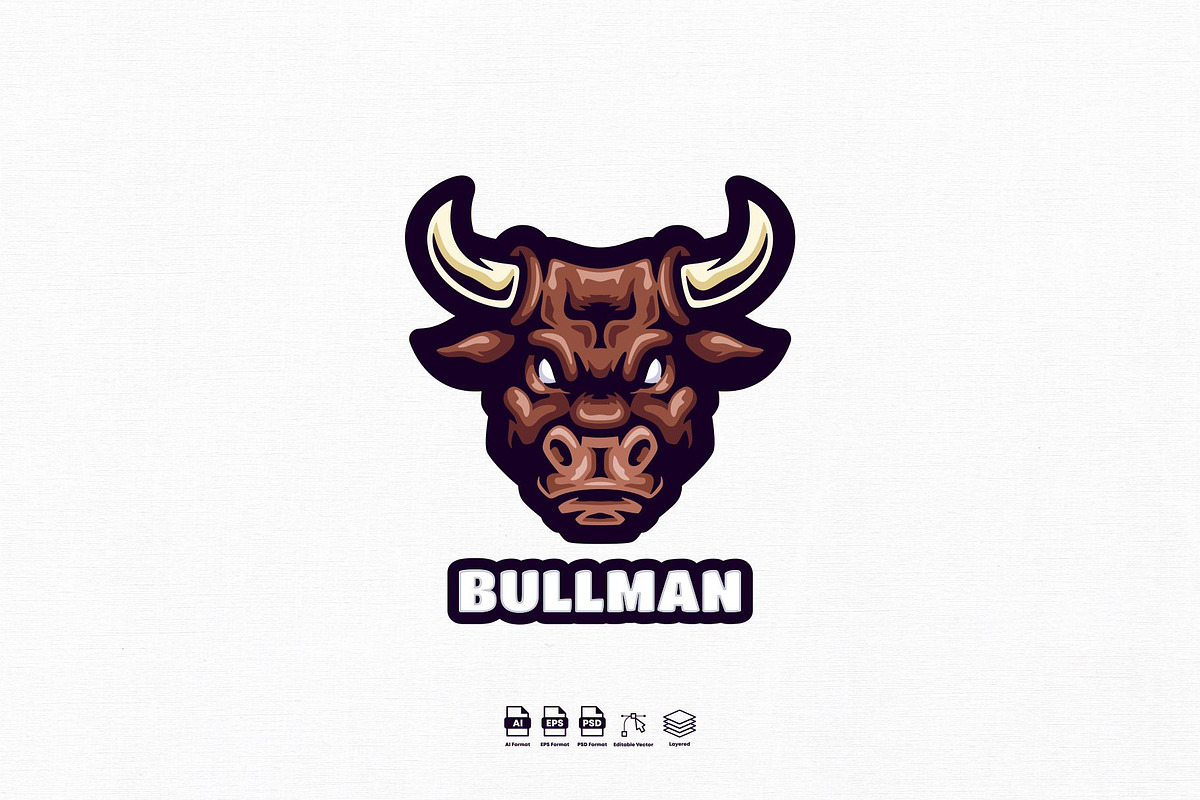 Bull Man Mascot Logo Design, a Branding & Logo Template by kromastd22
