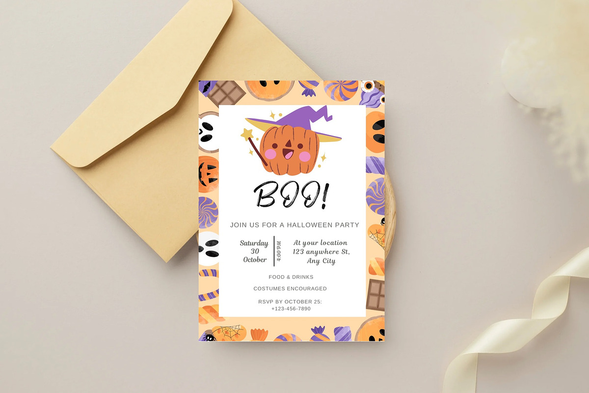 Halloween Party Invitation Template, an Invitation Template by SweetDesigncraft (Photo 2 of 2)