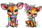 Cute Deer Spring Clipart Bundle, an Illustration by Designworld (Thumbnail 7 of 8)