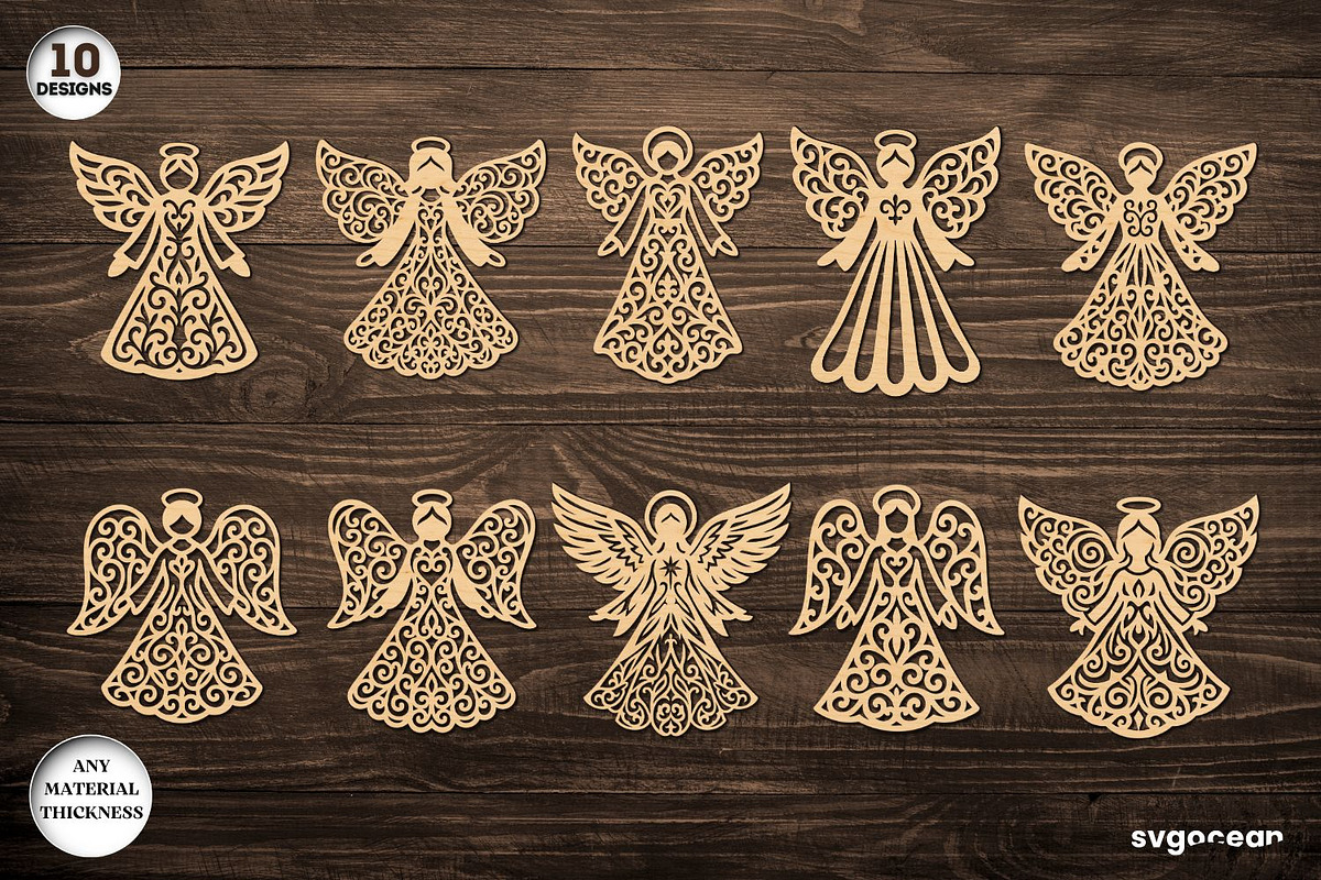 Christmas Angels Ornament Bundle, a Decorative Illustration by svgocean (Photo 2 of 13)