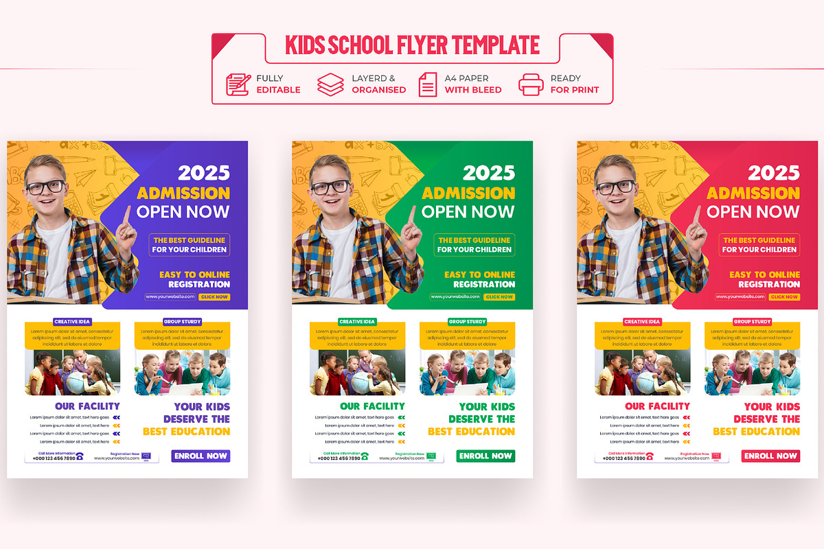 Kids school Admission Flyer Template, a Marketing Template by Mk_Studio (Photo 3 of 11)