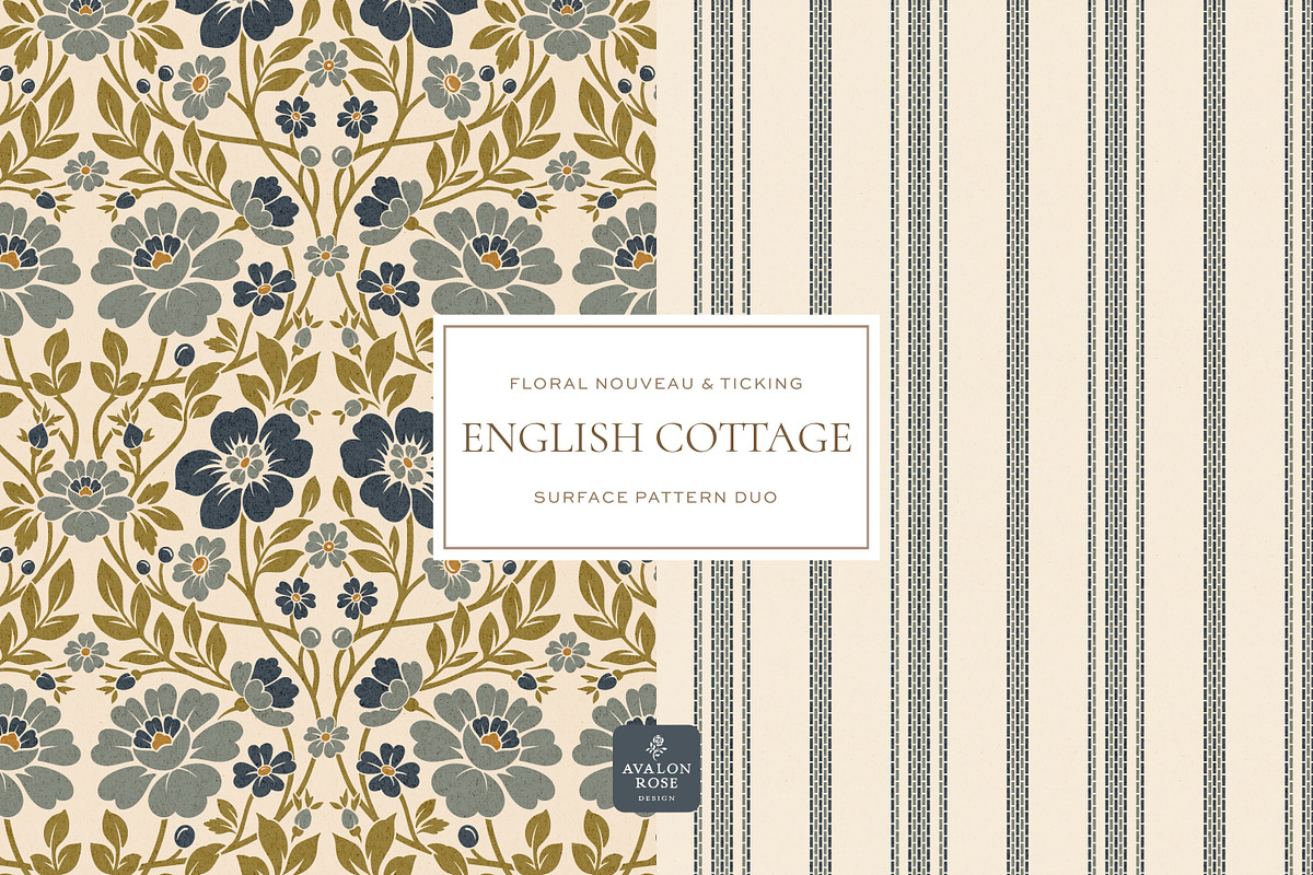 Vintage Blue Cottage Floral Patterns, a Pattern Graphic by Eclectic Anthology (Photo 12 of 16)