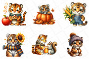 Watercolor Autumn Tiger Clipart Bund, an Illustration by DreamPrint404 (Thumbnail 4 of 6)