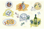 Hand drawn italian food set with, a Food Illustration by Zimages (Thumbnail 1 of 3)