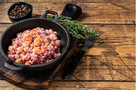 Tartar or tartare with salmon fish