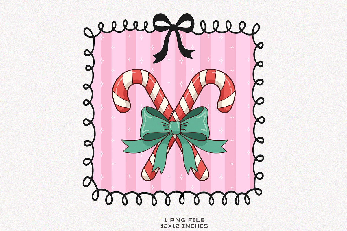 Christmas Candy Cane Coquette Frame, an Illustration by SinaCreation (Photo 1 of 6)