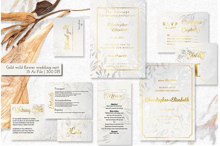 Gold wildflower wedding cart