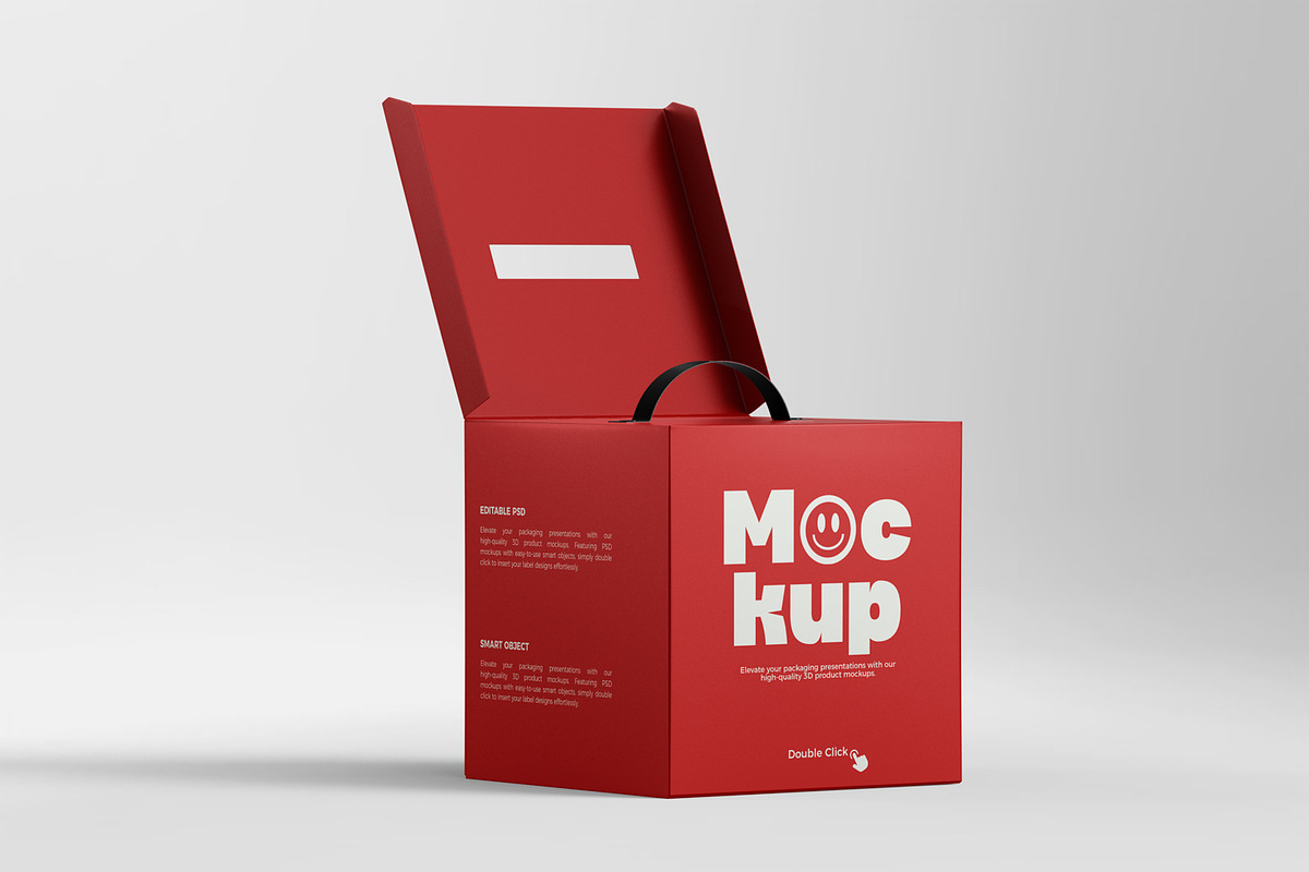 Cardboard Box Mockup with Handle, a Packaging Mockup by RamStudio2 (Photo 9 of 19)