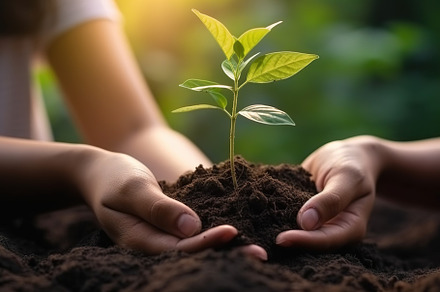 Plant in Hands. Ecology concept, a Nature Photo by Virgo Studio