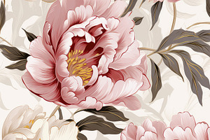 Peony Painting Seamless Pattern