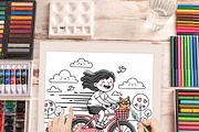 Cat Bestie Coloring Book Pages, an Illustration by one-touch (Thumbnail 9 of 15)