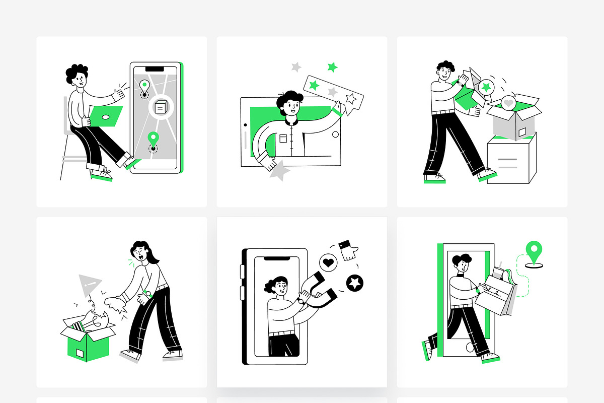 Product Marketing Illustration Set, a Person Illustration by Vectors Market (Photo 5 of 7)