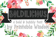 Boldilicious, a Font by Printable Wisdom (Thumbnail 1 of 3)
