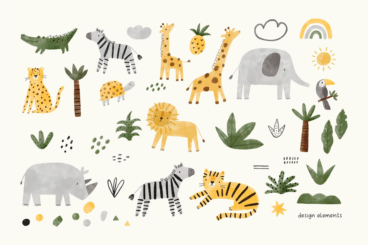 Watercolor Safari Animals, an Animal Illustration by Cute And Wild (Photo 2 of 7)